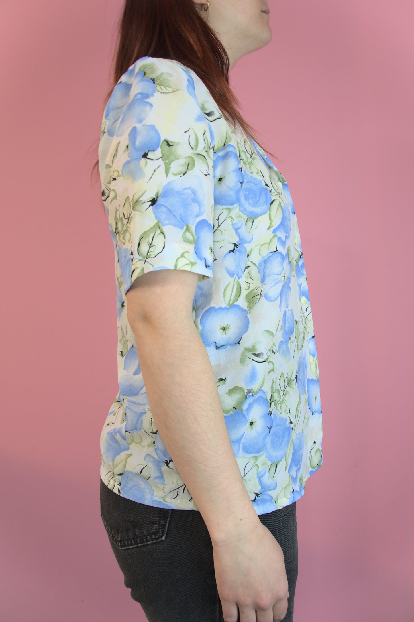 Blouse fleurs bleues