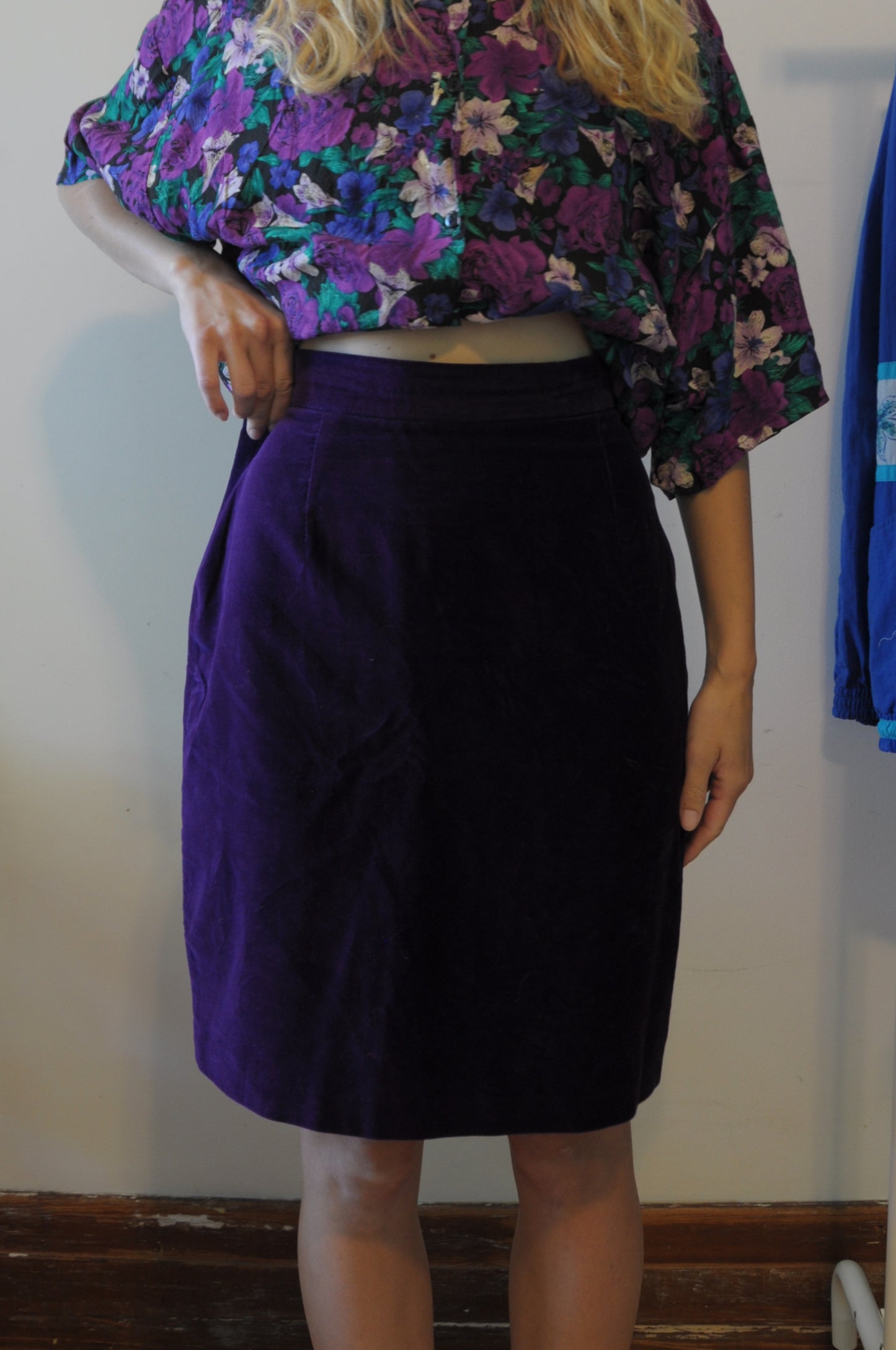 Jupe en velours mauve