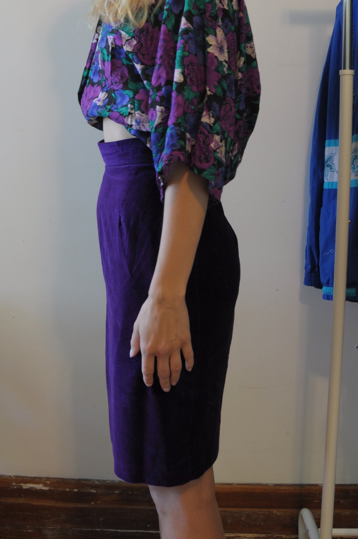 Jupe en velours mauve