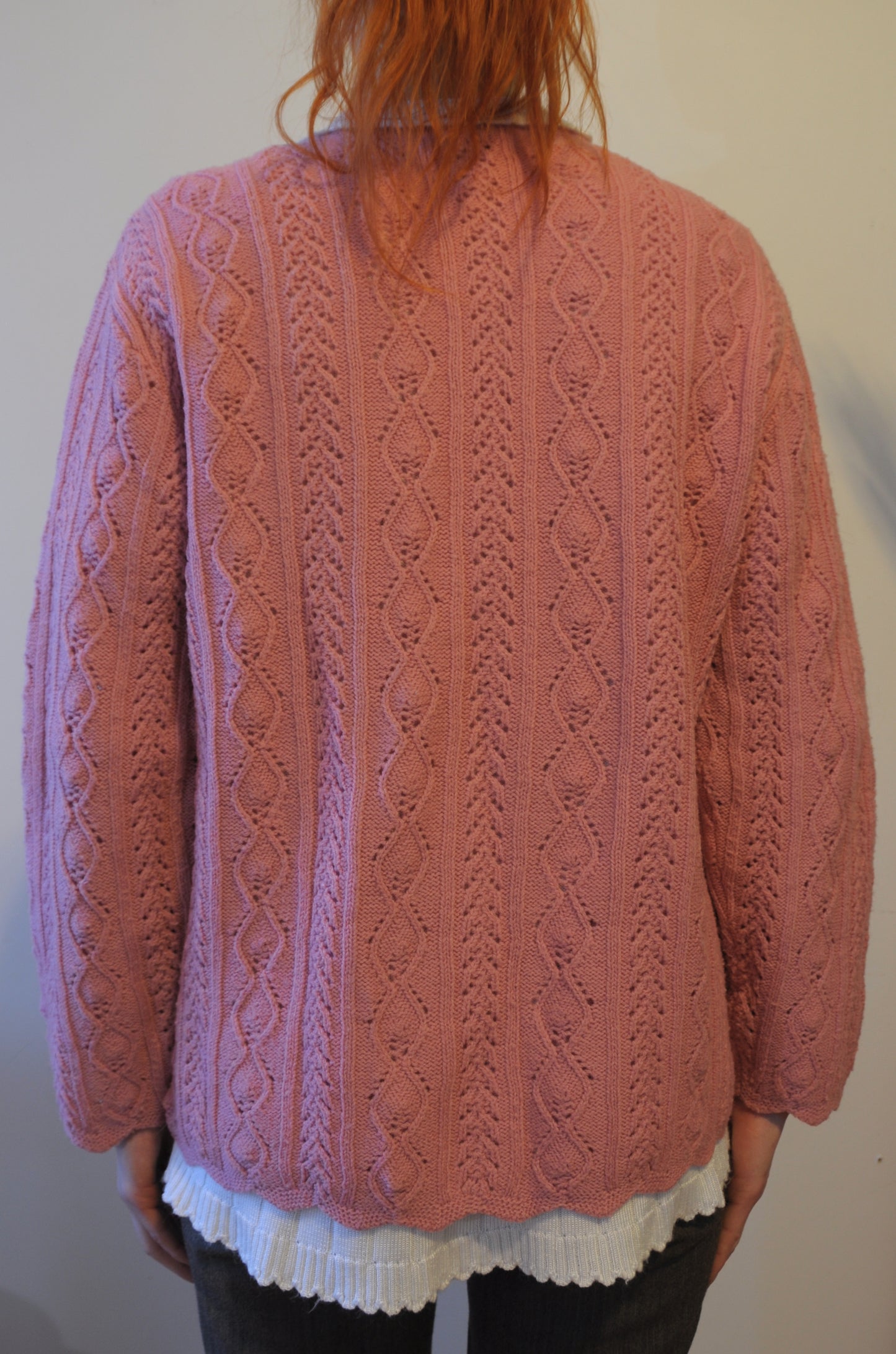 Cardigan en tricot vieux rose