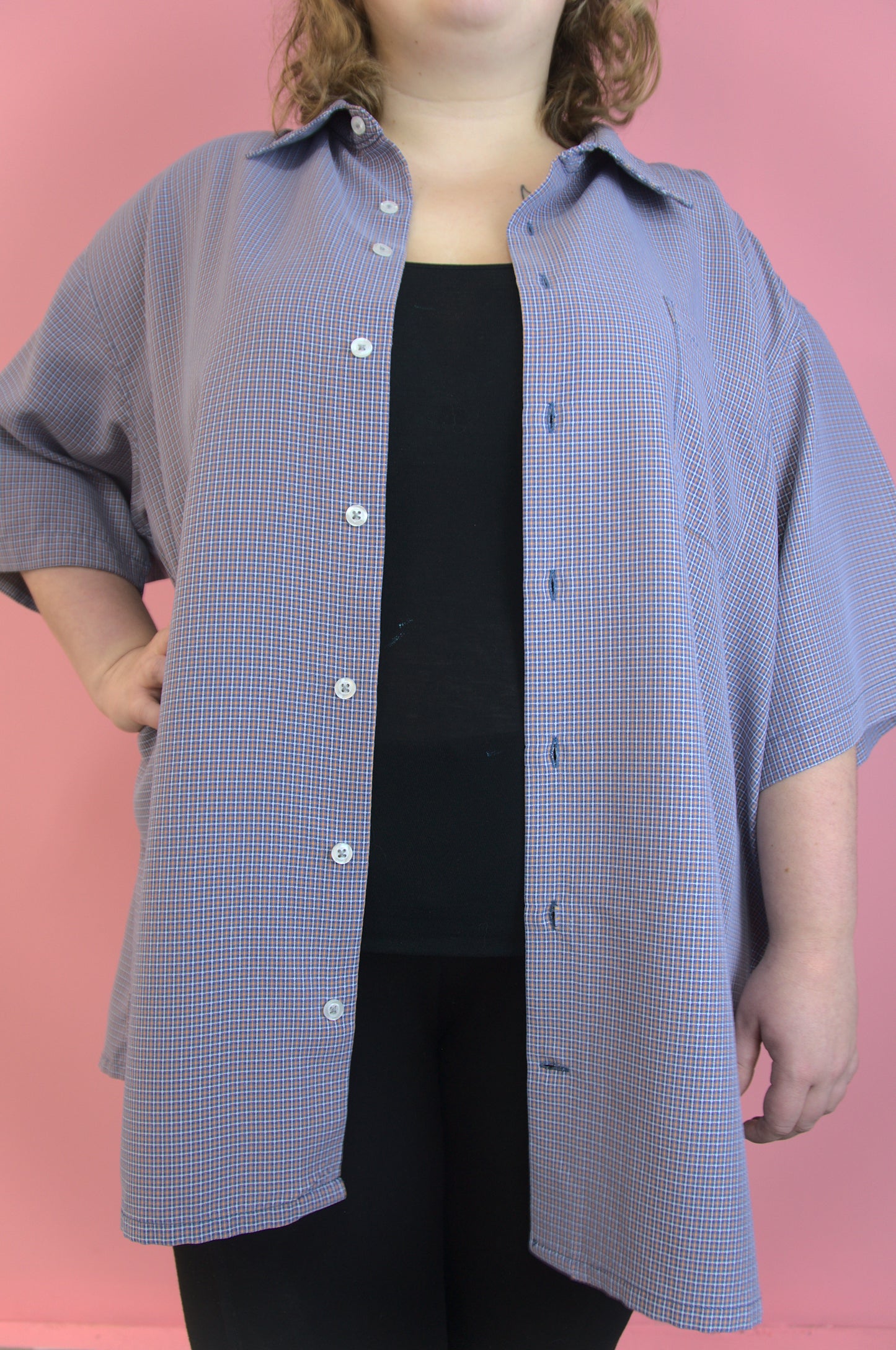Chemise quadrillée mauve