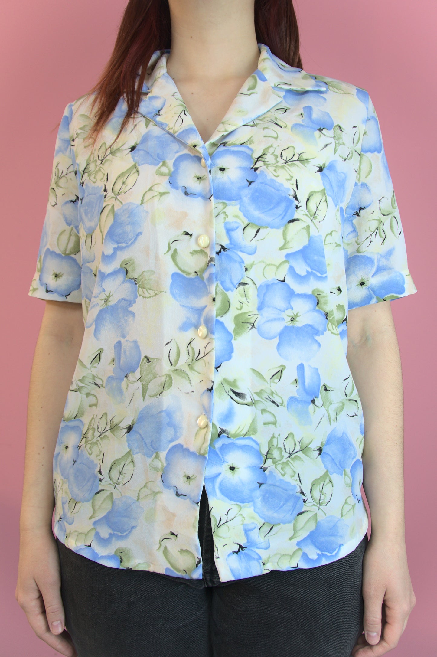Blouse fleurs bleues