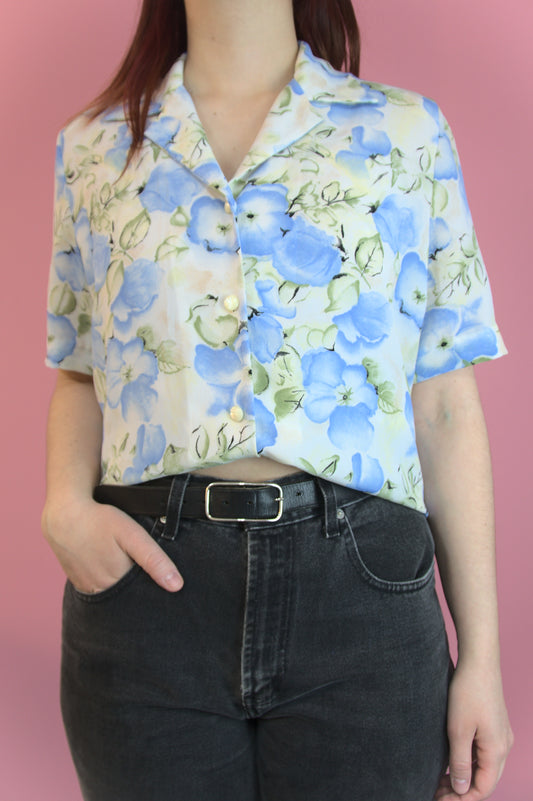 Blouse fleurs bleues