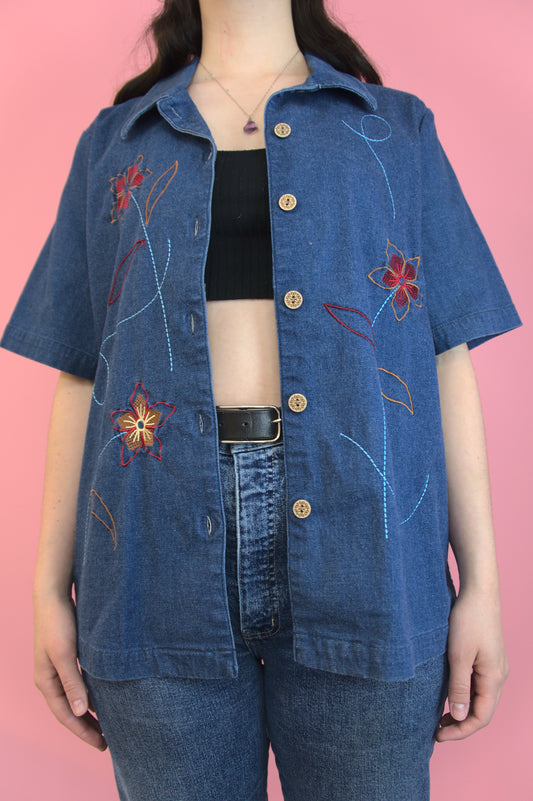 Chemise Alia jeans et broderies